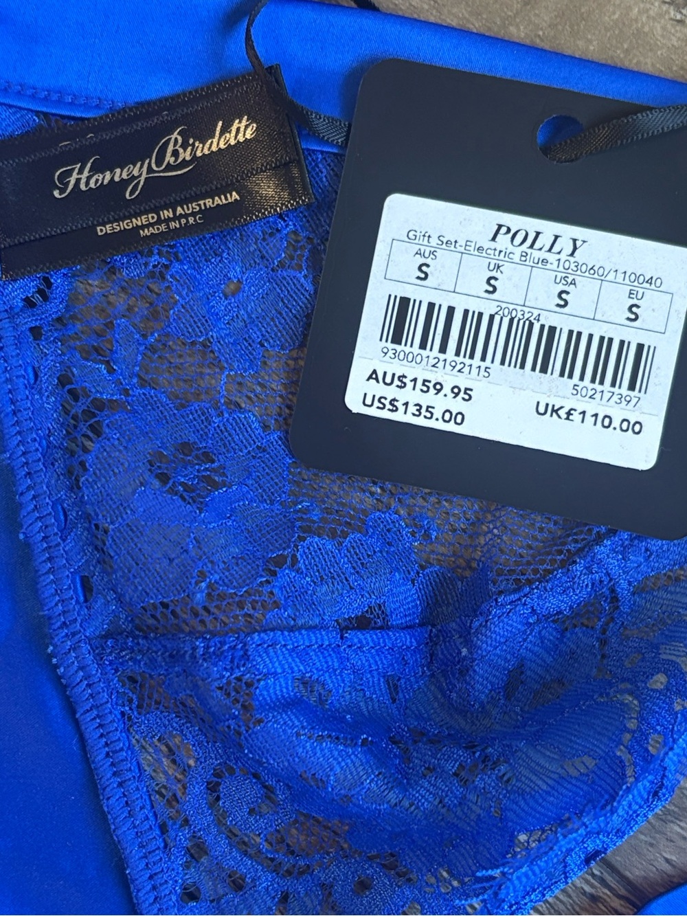Honey Birdette Polly Electric Blue Lace Ribbon Halter Neck & Tie Back Bralette - Picture 5 of 6